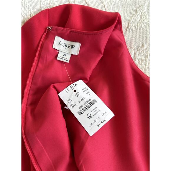 NEW J Crew Shift Suit Dress Crepe Cap-Sleeve Bright Cerise Red/Pink NWT Size 8 - Picture 9 of 15